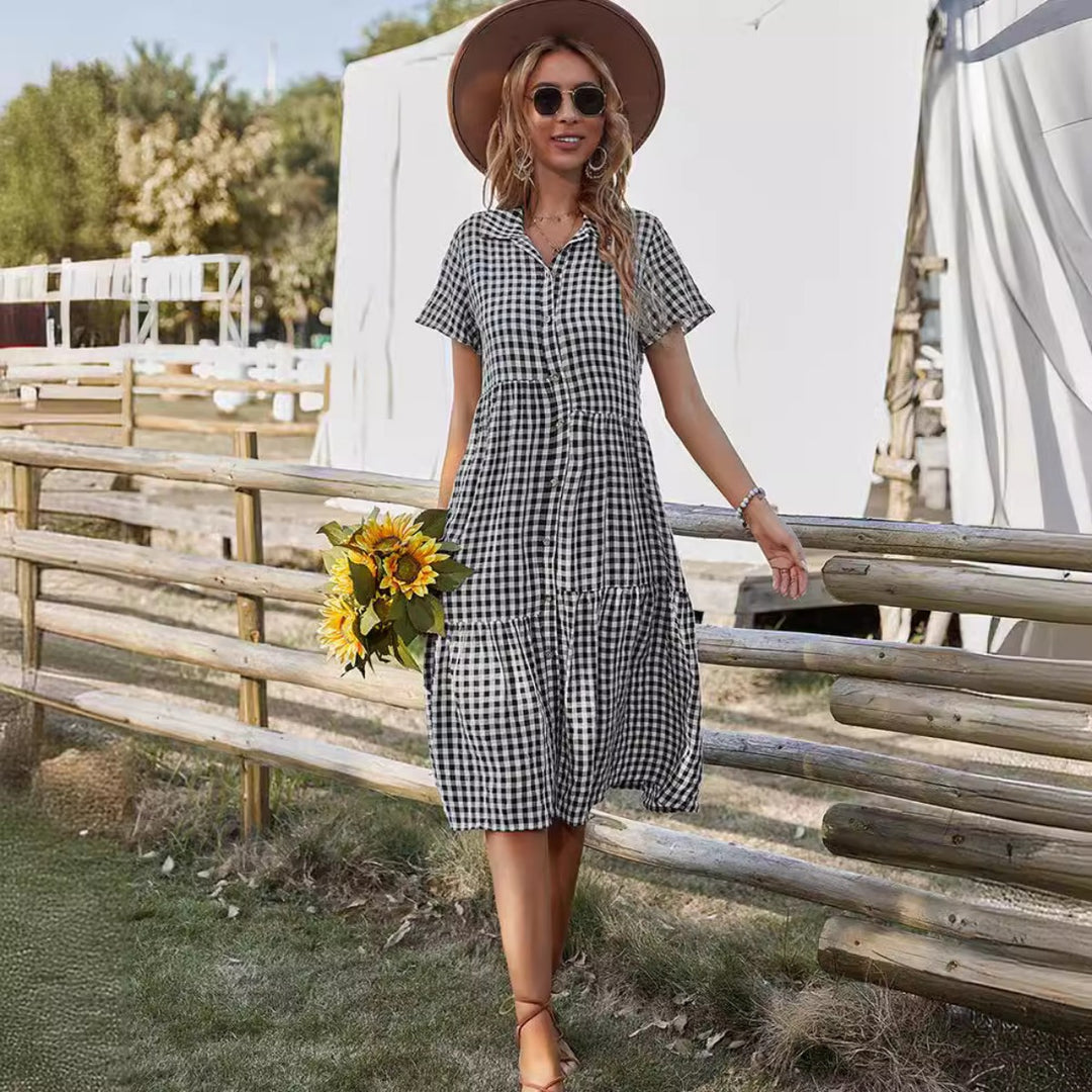 Heidi Mode | Hemdkragen kariertes Kleid