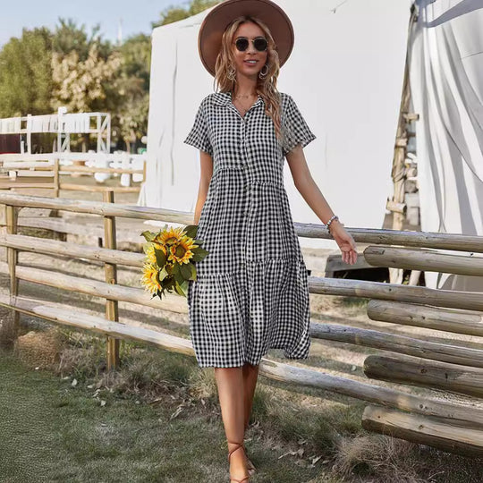 Heidi Mode | Hemdkragen kariertes Kleid