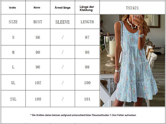 Heidi Mode | Bedrucktes lockeres Kleid mit Rundhalsausschnitt