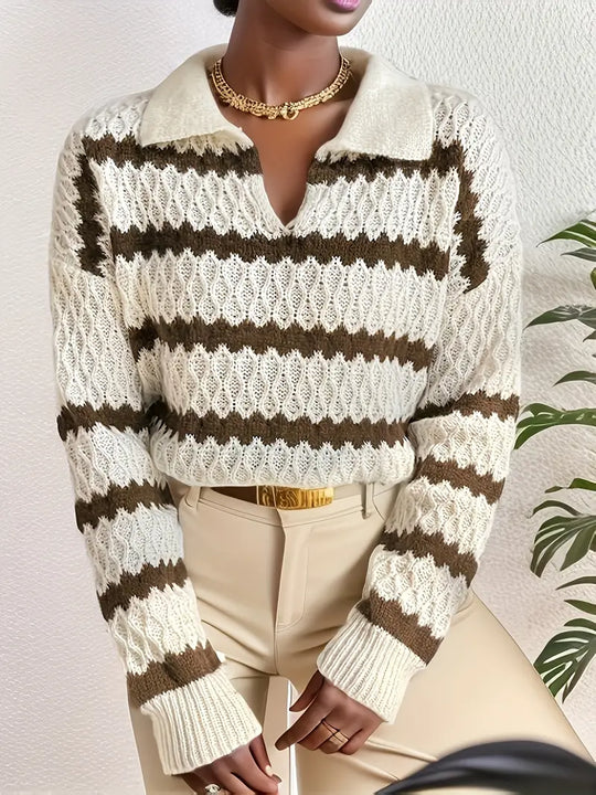 Heidi-Mode | Trendy Boheemse Gestreepte Trui Voor Vrouwen