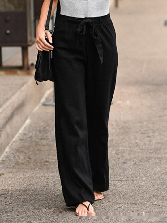 Heidi-Mode | Damen Bequeme Hose aus Baumwolle und Leinen In Unifarben