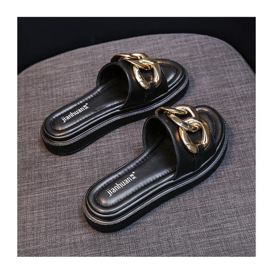Heidi-Mode | Sandals women with platform and golden chain