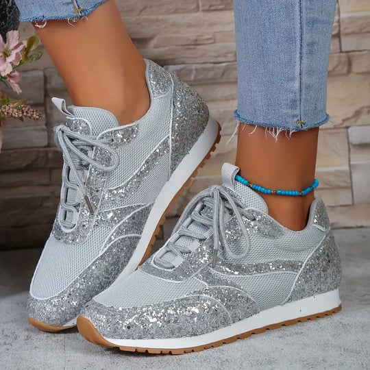 Heidi-Mode | Glänzende Sneakers Mesh Atmungsaktive Niedrige Stiefel