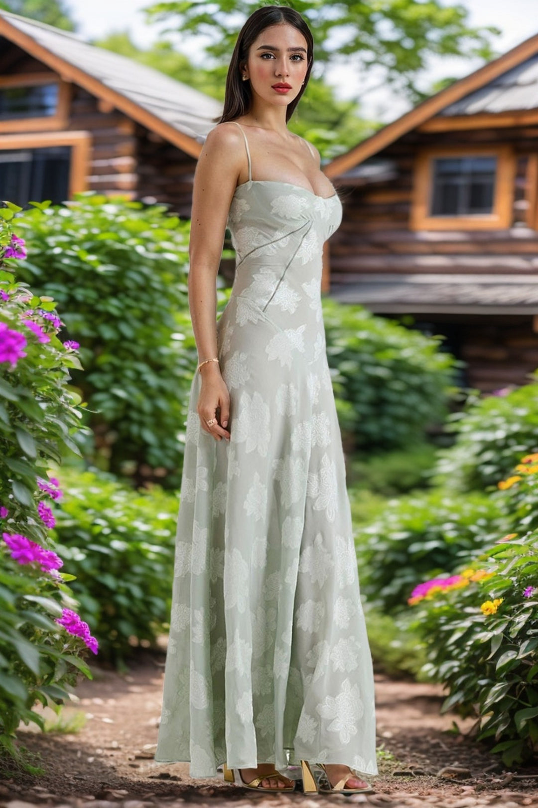 Heidi Mode | Perspektive Slim Fit Hosenträger Blumenkleid