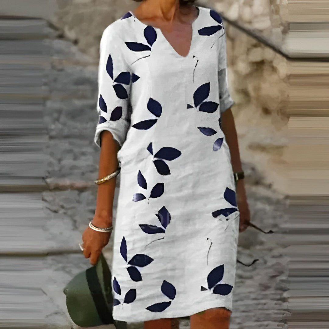Heidi-Mode | Atemberaubendes Damen-Sommerkleid mit Blätterdruck