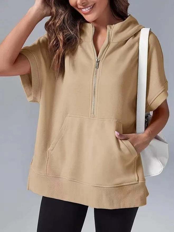 Heidi-Mode | Lässiger Kurzarm-Kapuzenpullover