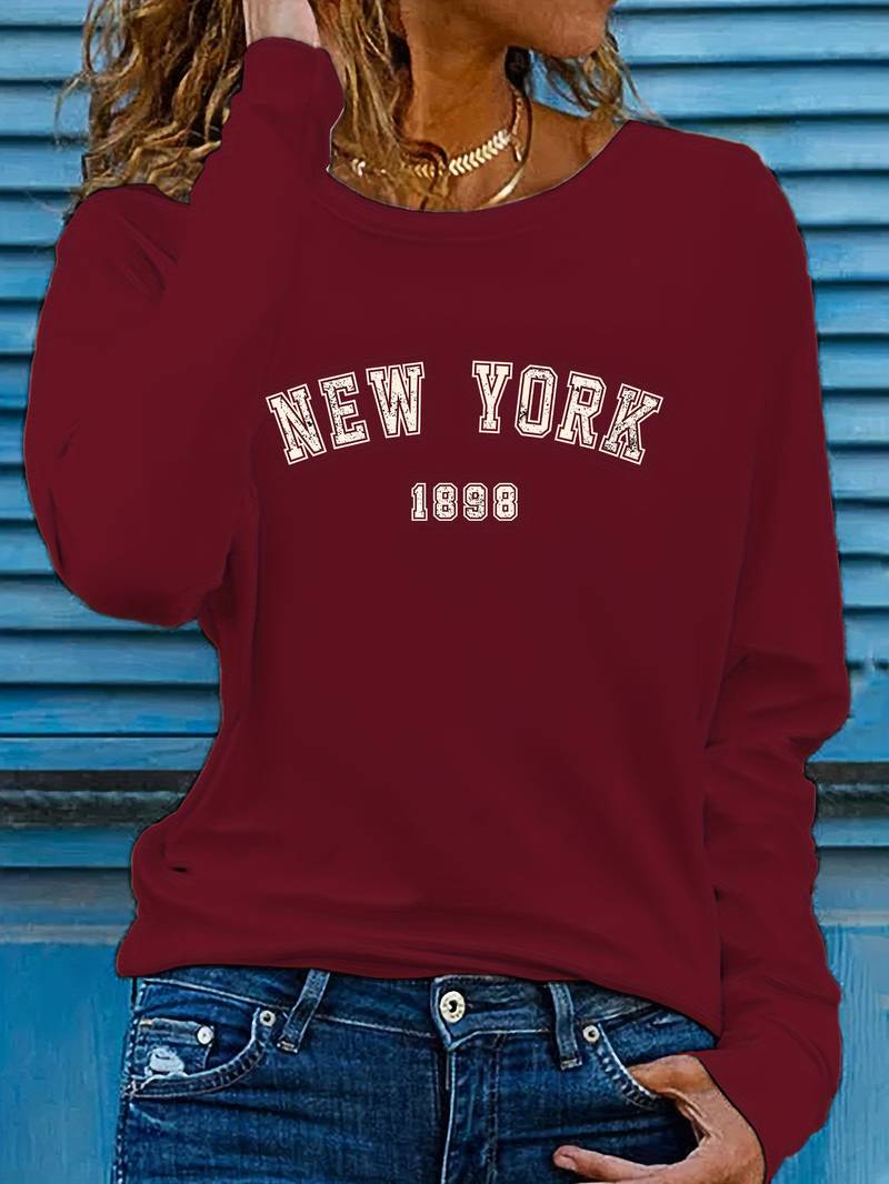 Heidi – t-shirt mit rundhalsausschnitt und new york-print