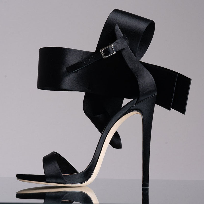 Heidi-Mode | Sommer Übergröße Schleife Knöchelriemen High Heels Sandalen für Frauen