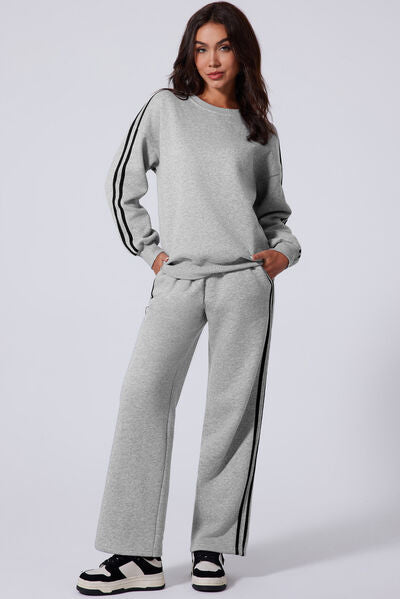 Heidi-Mode | Seitlich Gestreiftes Rundhals-Top und Active Set mit Hose