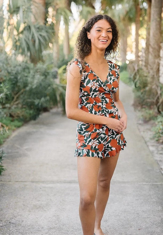 Heidi-Mode | Einteiler Badeanzug mit Eingebautem Bh und Boxer Print