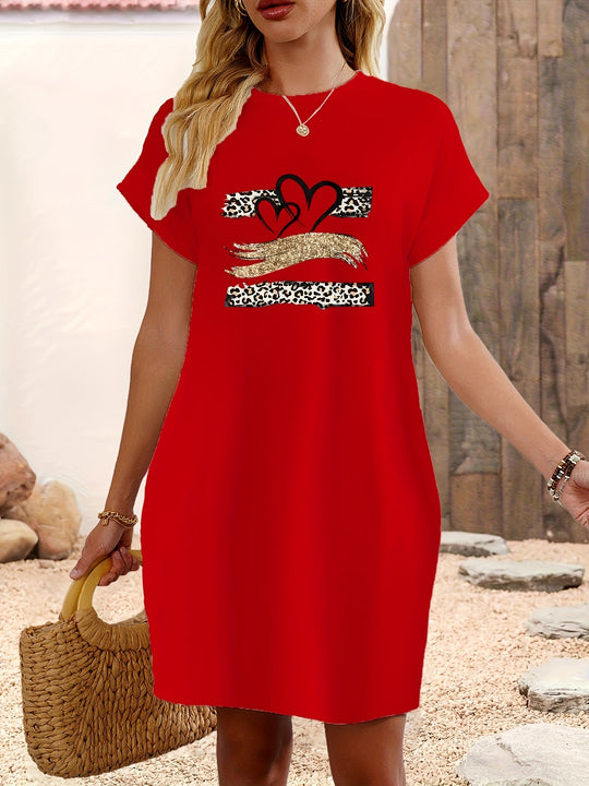Heidi-Mode | Kleid mit Herzen und Pantherdruck mit Taschen