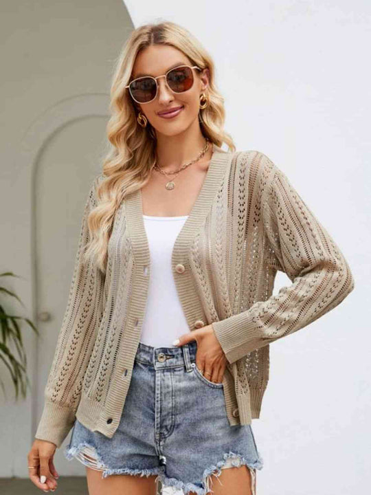 Heidi-Mode | Knopfverschluss Rippenbesatz Cardigan