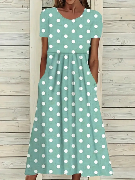 – midikleid mit polka dots für frühling/sommer