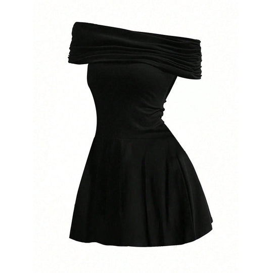 Heidi-Mode | Off Shoulder Kleid Hohe Taille Rock Design