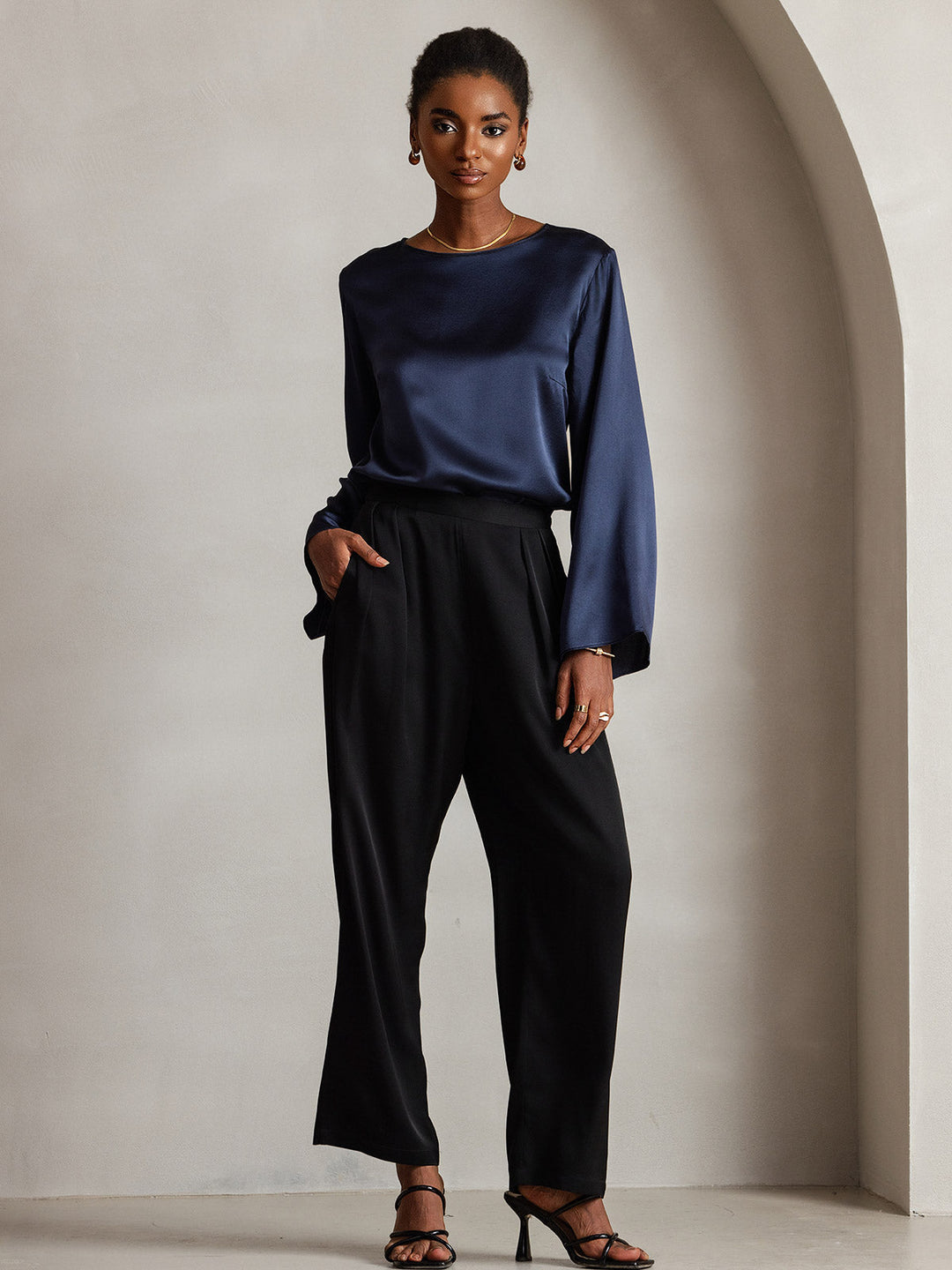 Heidi-Mode | Seiden Langarm Bluse