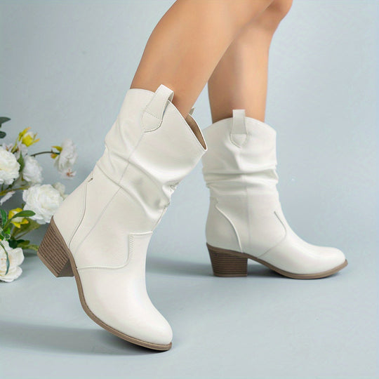 Heidi-Mode | Damen Slouch Westernstiefel mit Blockabsatz