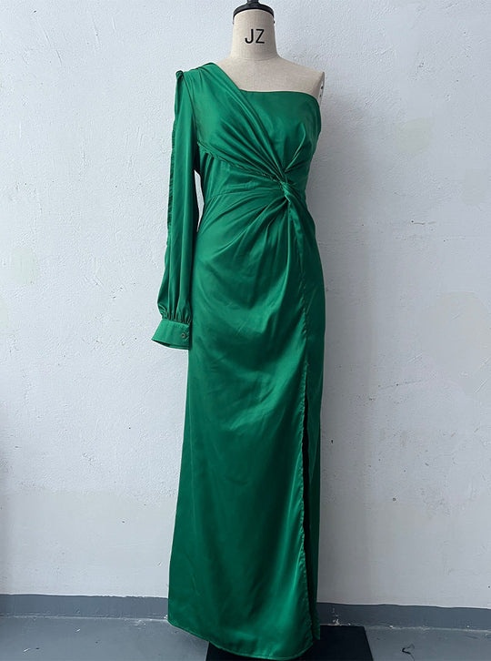 Heidi-Mode | Einseitig, Geteiltes Kleid mit Langen Ärmeln für Damen
