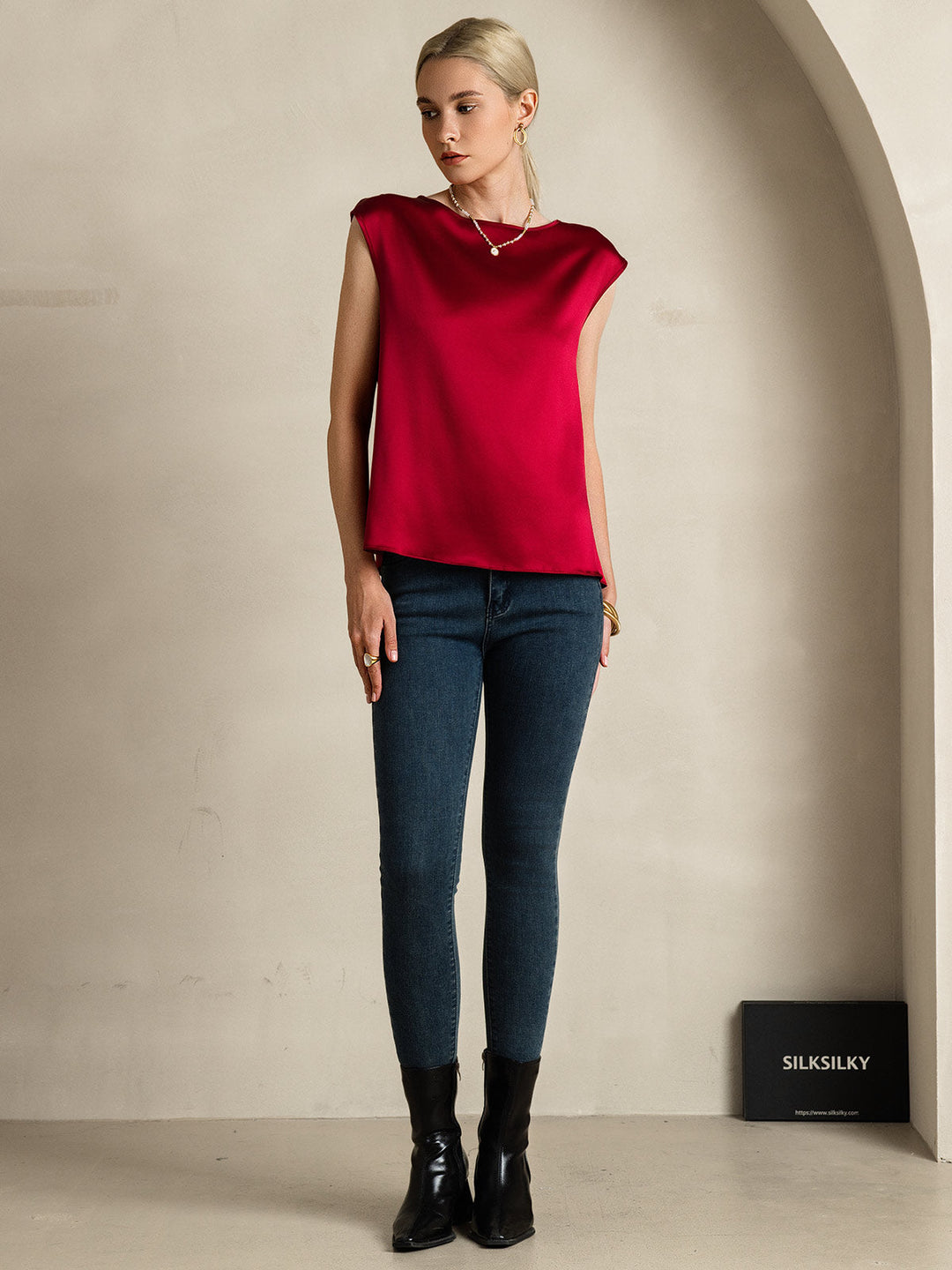 Heidi-Mode | Seiden Kapuze Ärmel Bluse