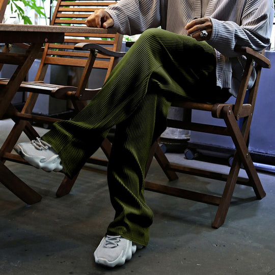 Heidi Mode | Dropping Gestreifte Hose mit hoher Taille und weitem Bein