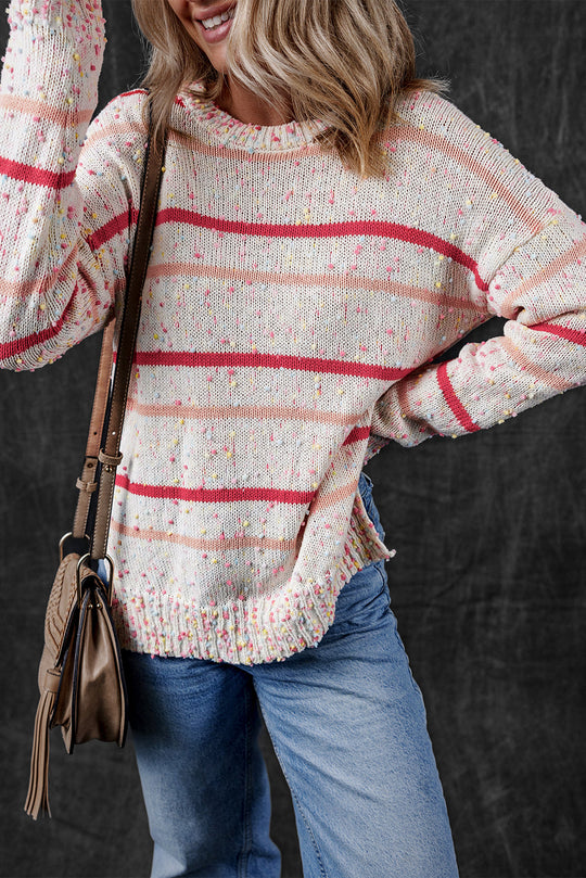 Gestreifter Konfetti-Strickpullover