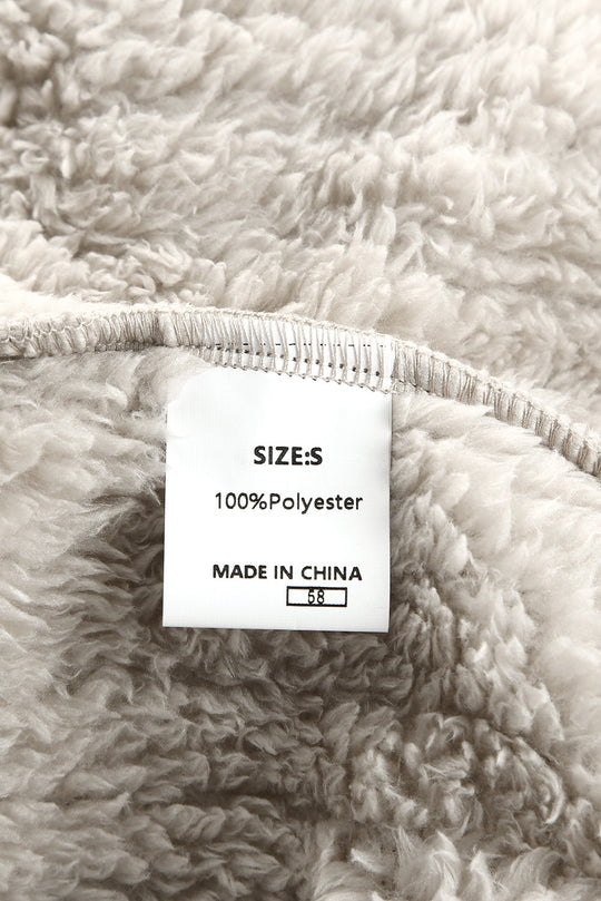 Unifarbene Plüsch Fleece Jacke Mit Knopfleiste