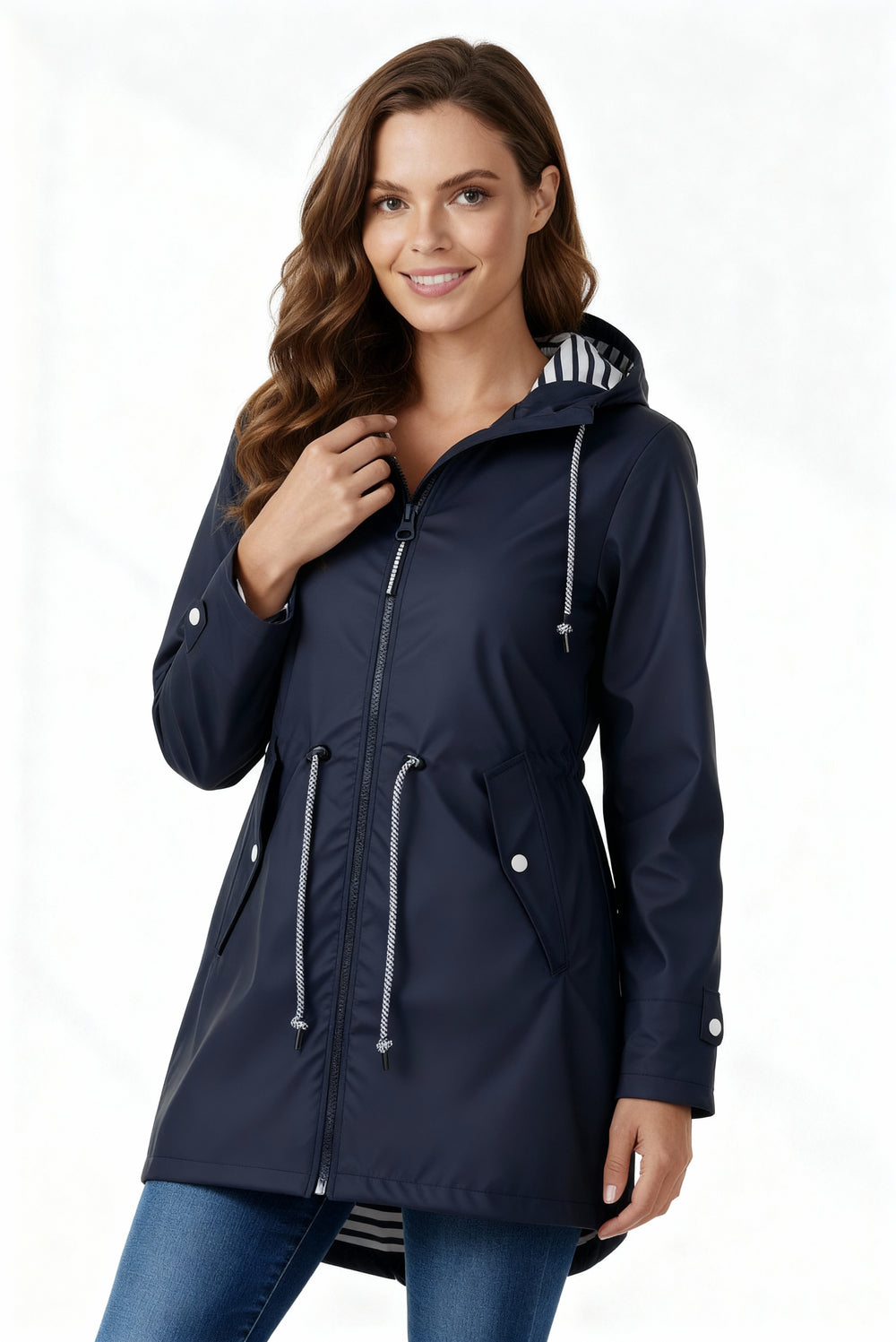 Wasserdichter Mantel mit Kapuze