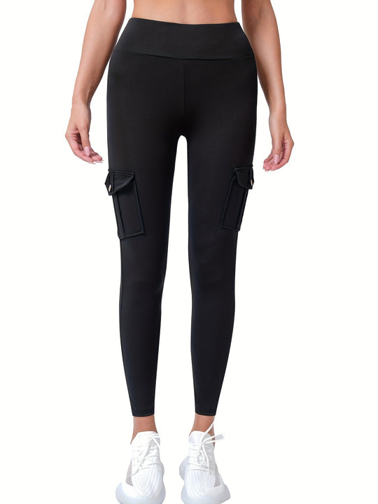 Heidi-Mode | Modische Stretch Yoga Legging mit Hoher Taille und Mehreren Taschen