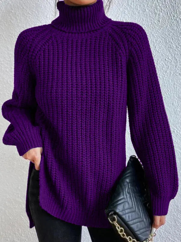 Heidi-rollkragenpullover Mit Raglanärmel Und Geteiltem Saum