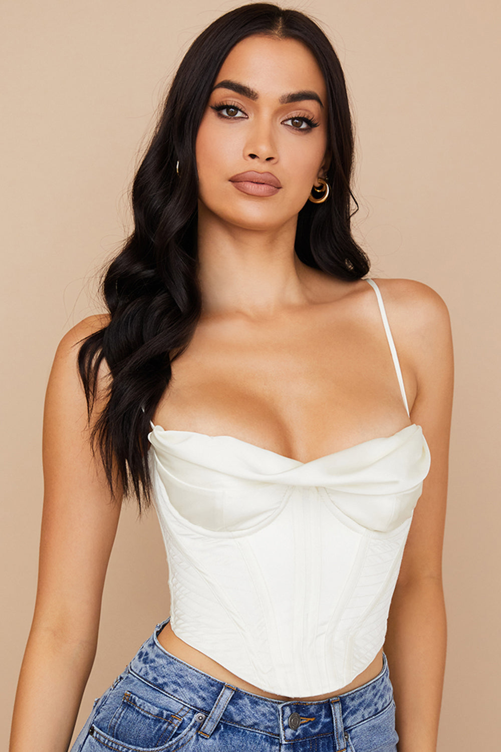 Heidi-Mode | Ivory Satin Drapiertes Korsett