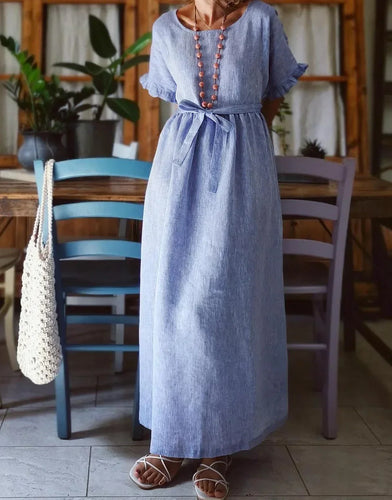 Heidi | Bohemian langes Kleid aus Leinenmischung