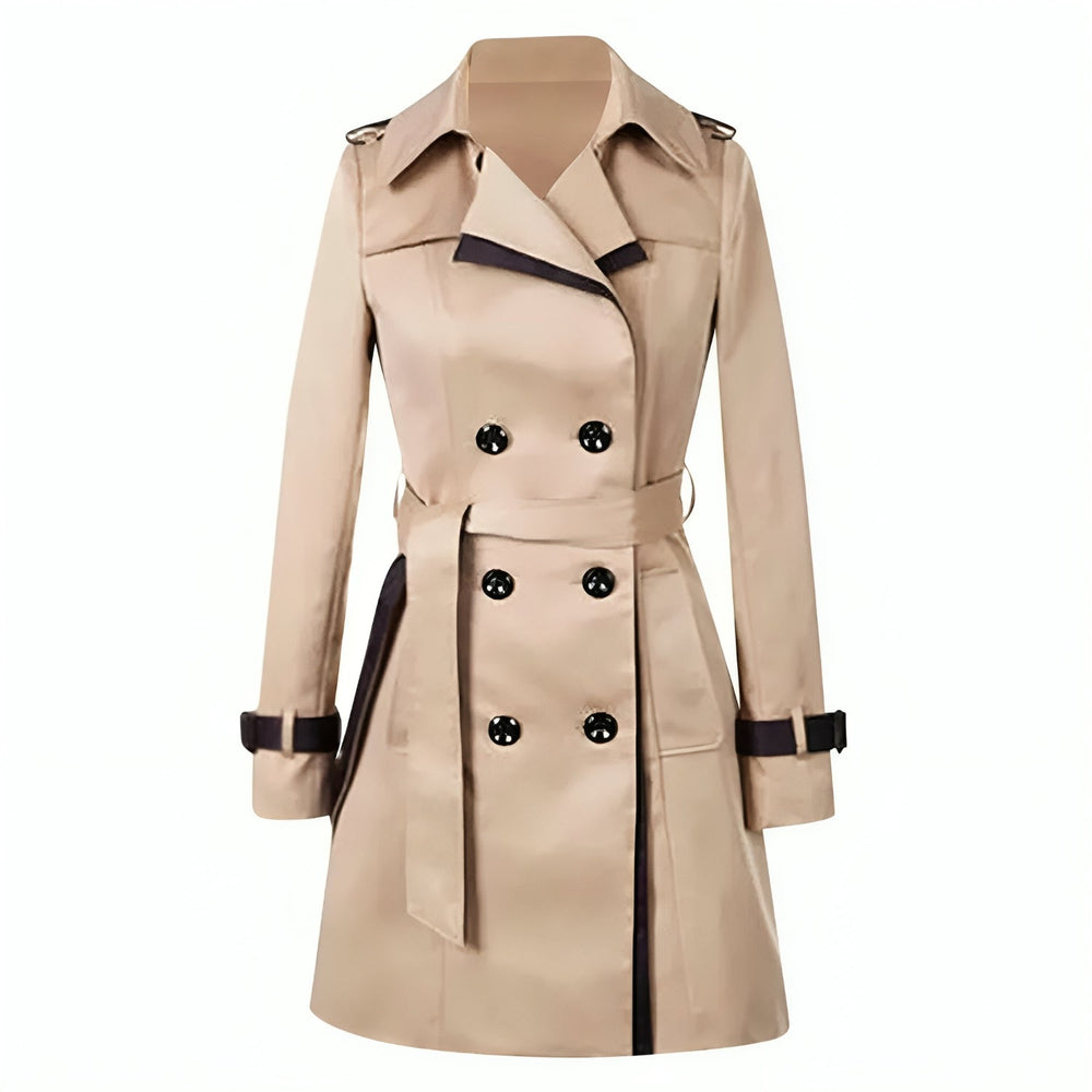 Heidi-Mode | Eleganter Zwei-Ton Lange Trenchcoat - Bequem & Warm