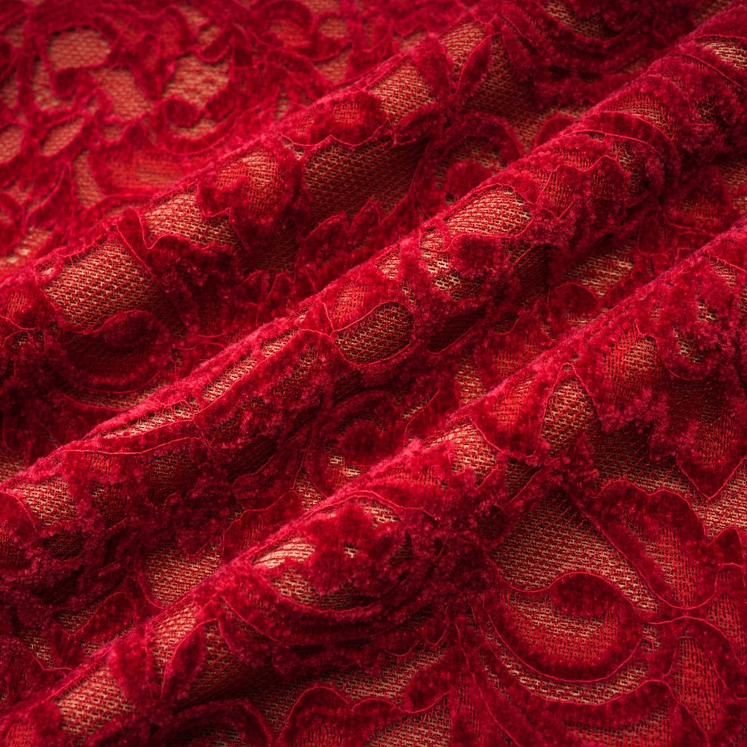 Heidi-Mode | Rote Verzierte Midi Kleid (mit Handschuhen)