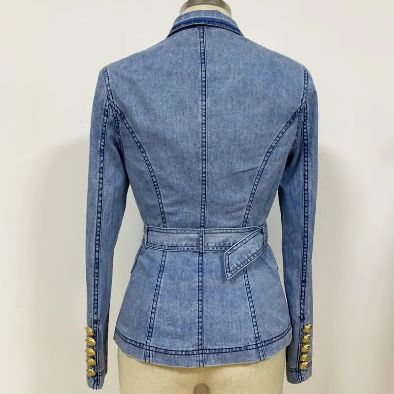 Heidi-Mode | Taillierter Denim-Blazer Damen - Lässig - Einfarbig