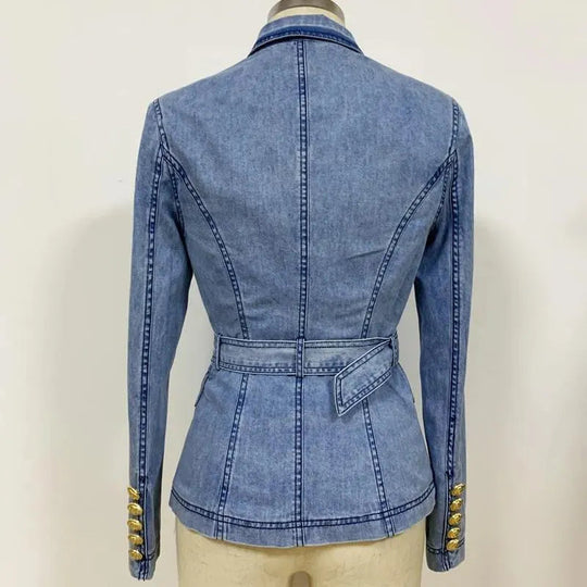 Heidi-Mode | Taillierter Denim-Blazer Damen - Lässig - Einfarbig