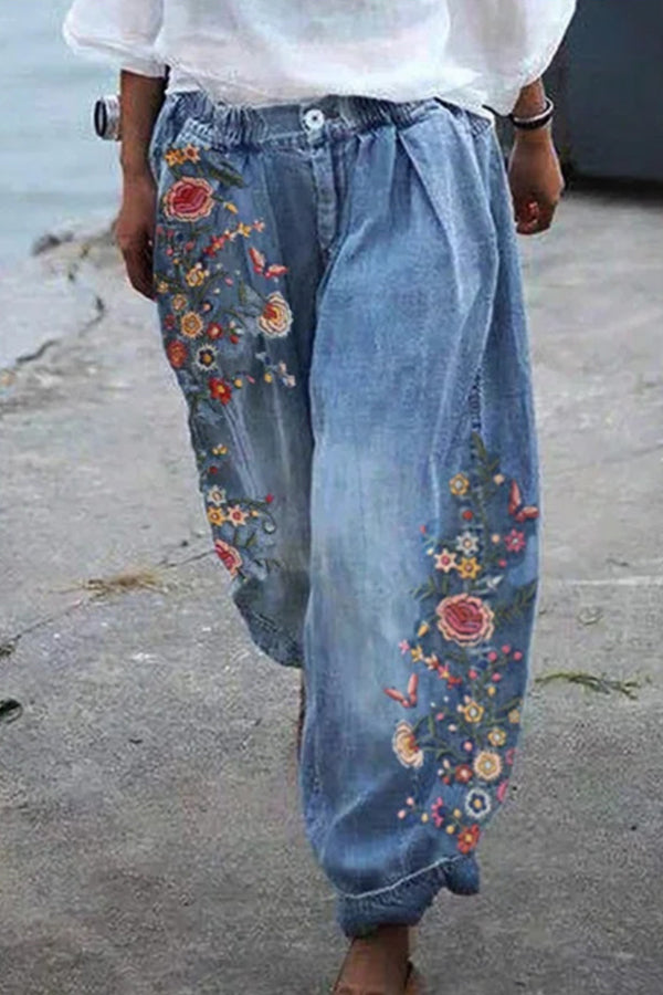 Heidi-Mode | Bohemian Floral Gedruckte Übergroße Harem-Hose