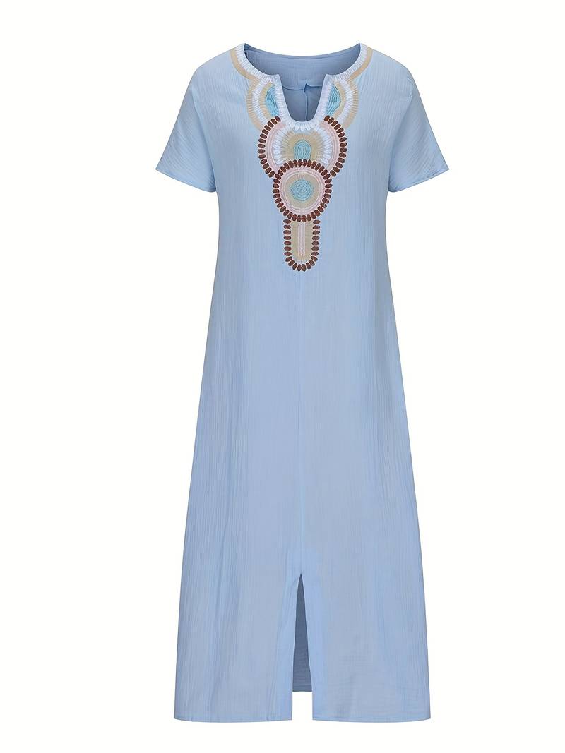 Boho-Ausschnitt Maxi Split Kleid