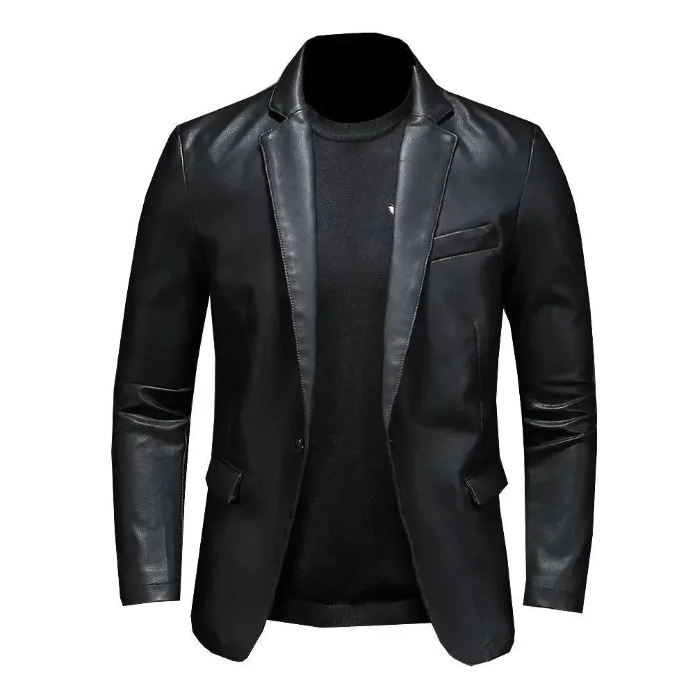 Heidi-Mode | Schwarze PU-Leder Blazer für Herren