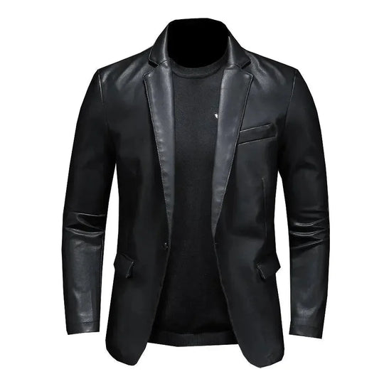 Heidi-Mode | Schwarze PU-Leder Blazer für Herren