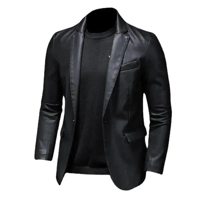 Heidi-Mode | Schwarze PU-Leder Blazer für Herren
