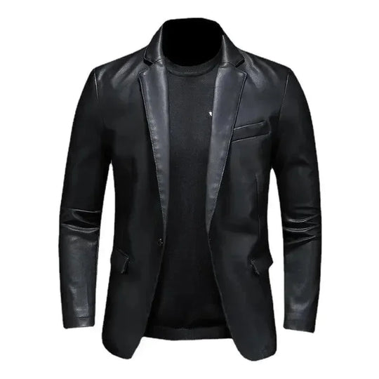 Heidi-Mode | Schwarze PU-Leder Blazer für Herren