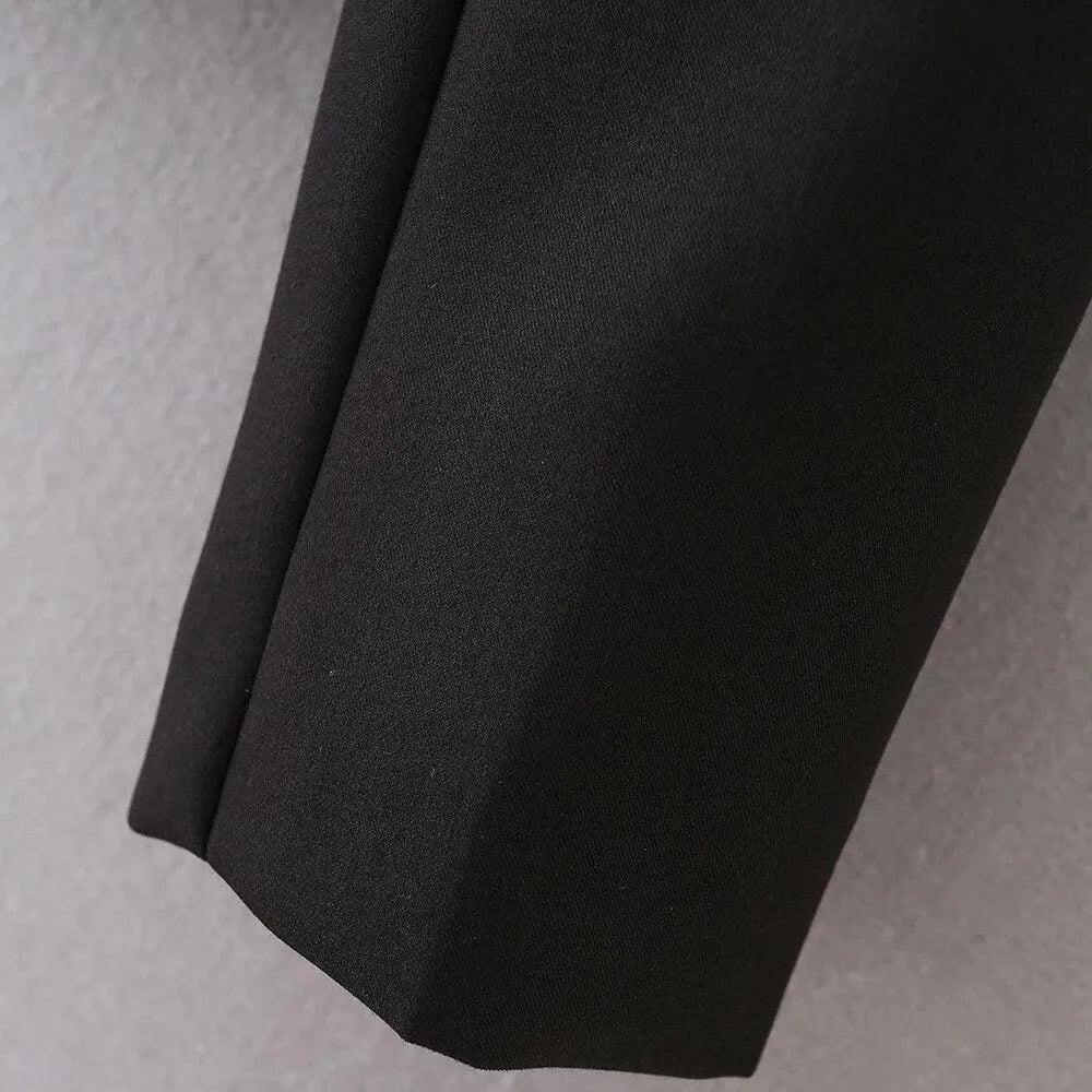 Heidi-Mode | Schwarze-Weiße Cropped Blazer Damen - Lässig - Patchwork