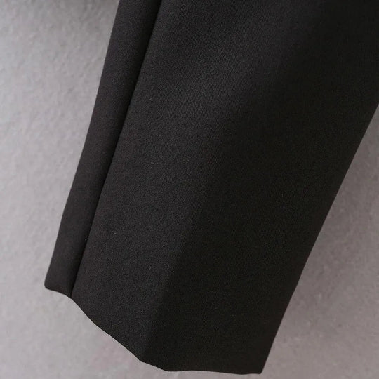 Heidi-Mode | Schwarze-Weiße Cropped Blazer Damen - Lässig - Patchwork