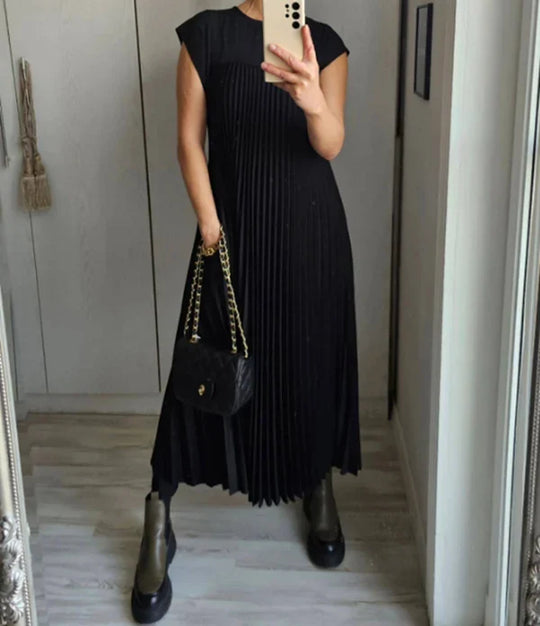 Kurzärmliges Plisseekleid