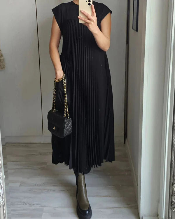 Kurzärmliges Plisseekleid