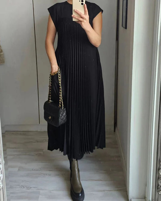 Kurzärmliges Plisseekleid