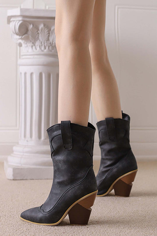 Heidi-Mode | Spitz Zehen Western Stiefel für Mittel Bauch
