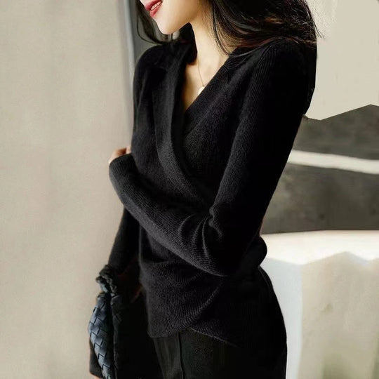 Heidi-Mode - Schlank geschnittener Peter Pan Kragen Pullover