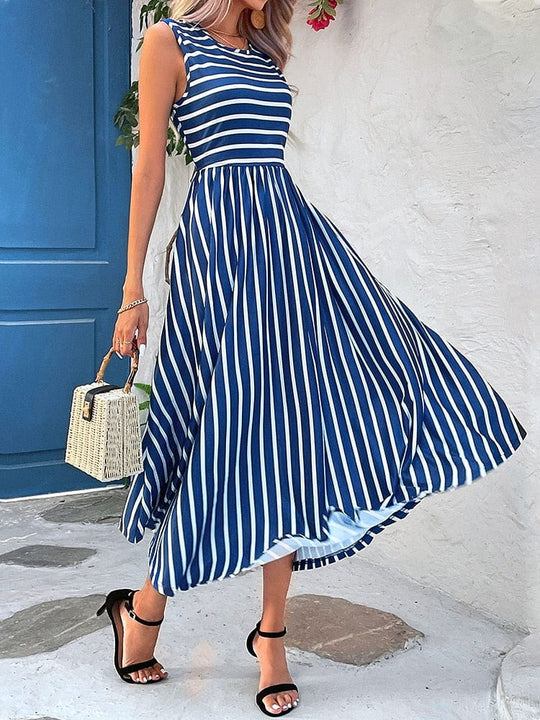 gestreiftes Sommer-Midikleid - Clara