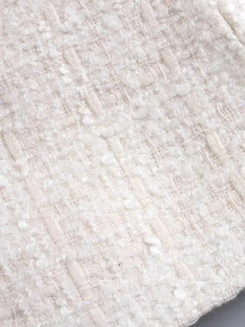 Heidi-Mode | Gemischter Doppelreiher Tweed Blazer Damen