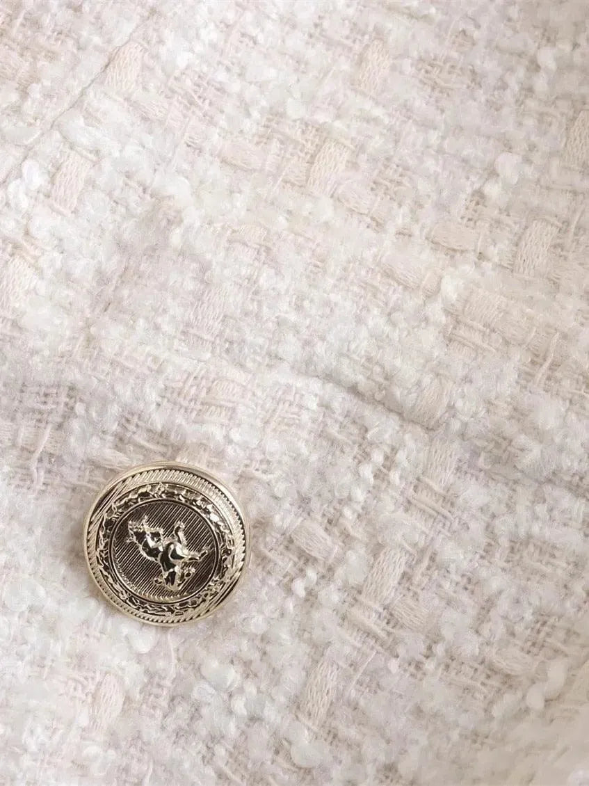 Heidi-Mode | Gemischter Doppelreiher Tweed Blazer Damen